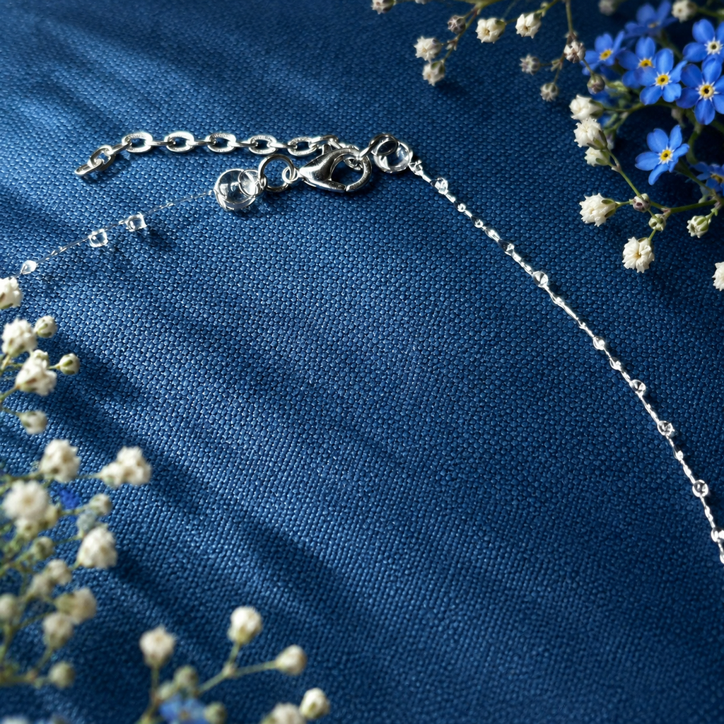 Forglemmegei smykkesett med ekte blomster – choker og øredobber i resin